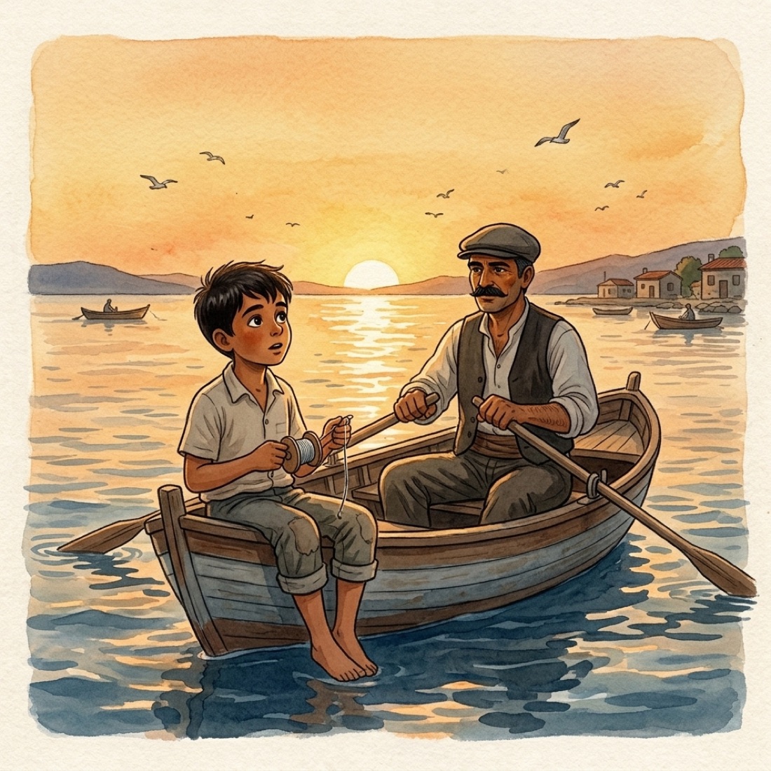 The first morning in the boat.